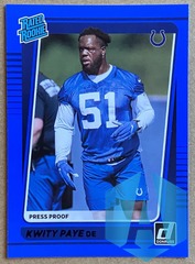 2021 Panini Donruss Rated Rookie Blue Press Proof Kwity Paye #338 RC Rookie